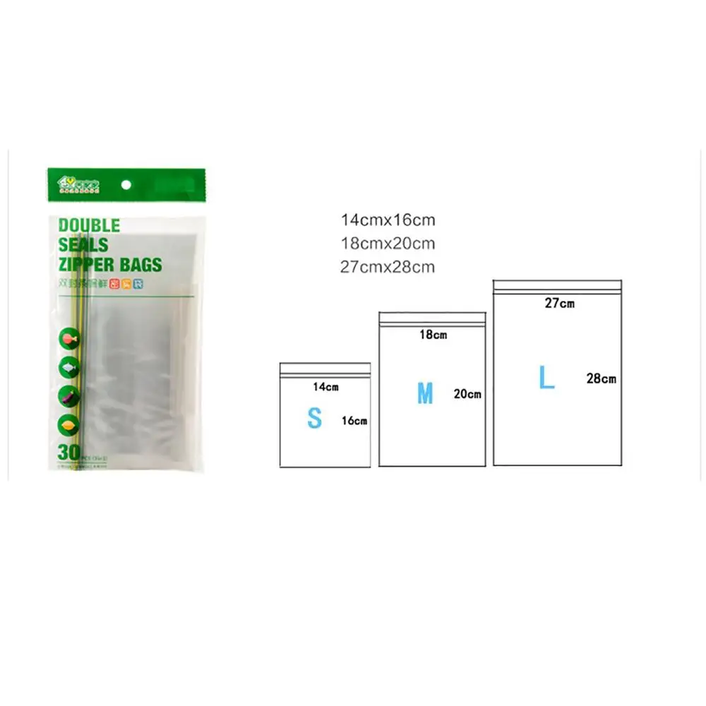 

30pcs/Set Transparent Reusable Fresh Zipper Bag Freezing Plastic Food Storage Bag Multifunction Vacuum Preservation Sealed Bag