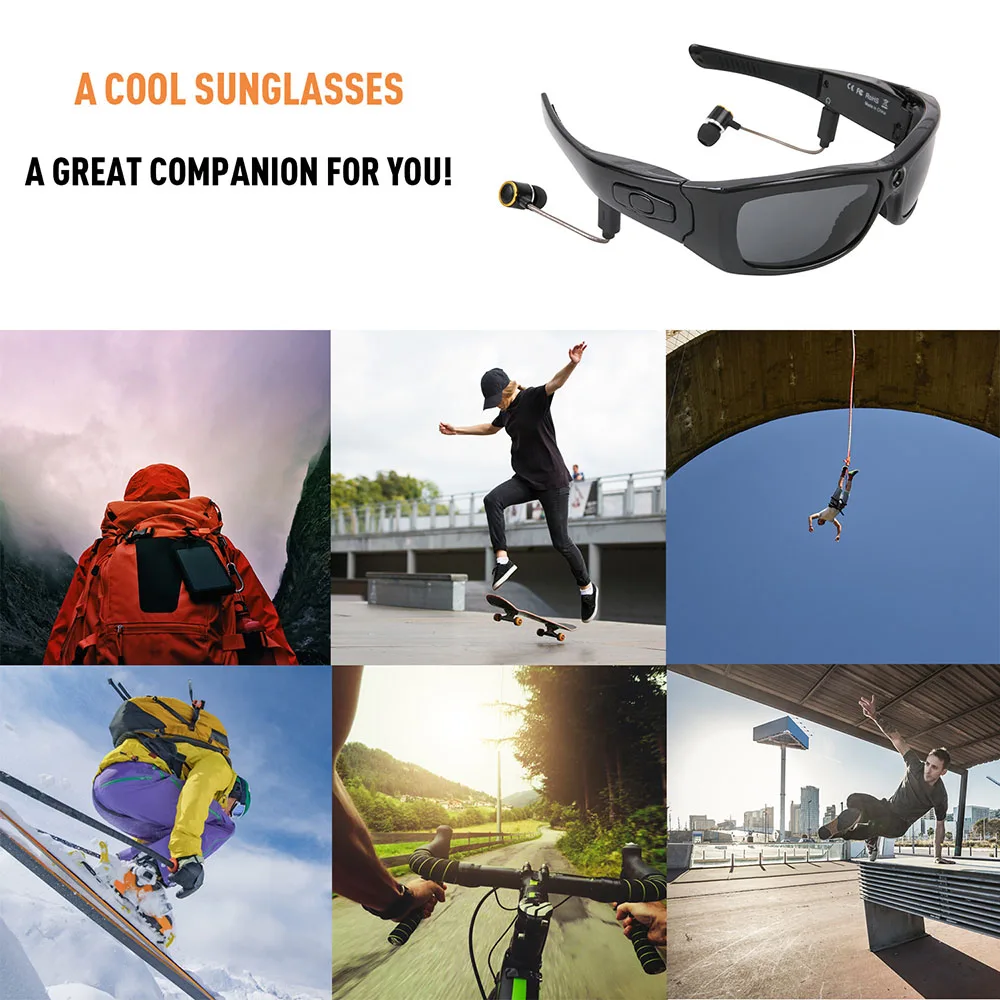 spesifikasi MS21 Kacamata Hitam Headset Kamera HD1080P Bluetooth MP3 Player Perekam Video Foto Camcorder DV Mini Untuk Kacamata Mini Luar Ruangan
