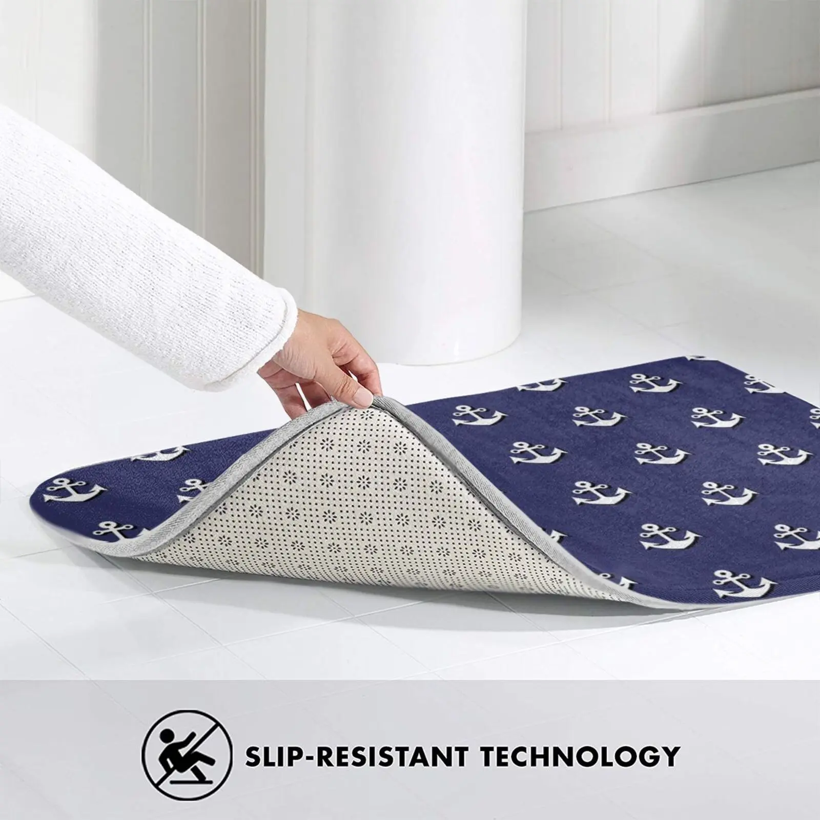 Коврик с изображением морского якоря на голубом фоне коврик Нескользящие