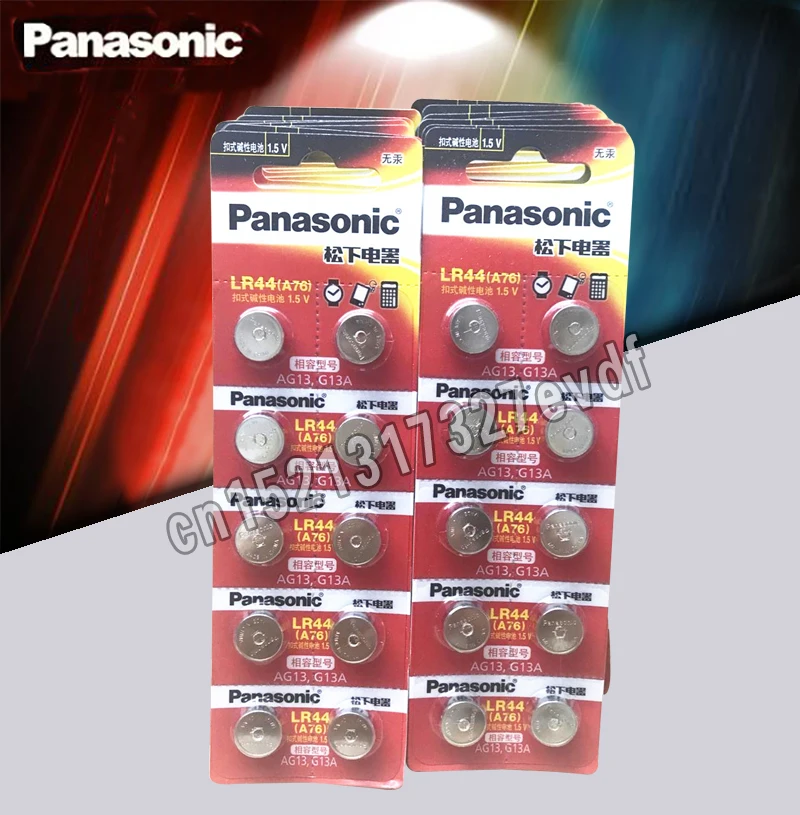 

Panasonic 100pcs 1.5V Button Cell Battery lr44 Lithium Coin Batteries A76 AG13 G13A LR44 LR1154 357A SR44 100% Original