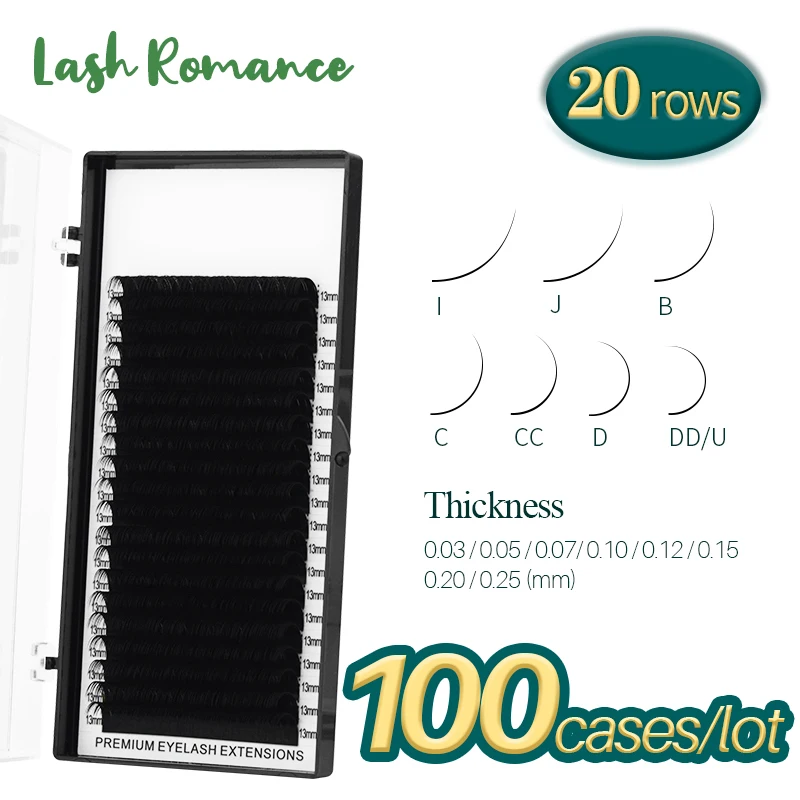 

Ресницы ROMANCE100Case/Lot индивидуальное наращивание ресниц, искусственные профессиональные норковые ресницы для наращивания, русские ресницы
