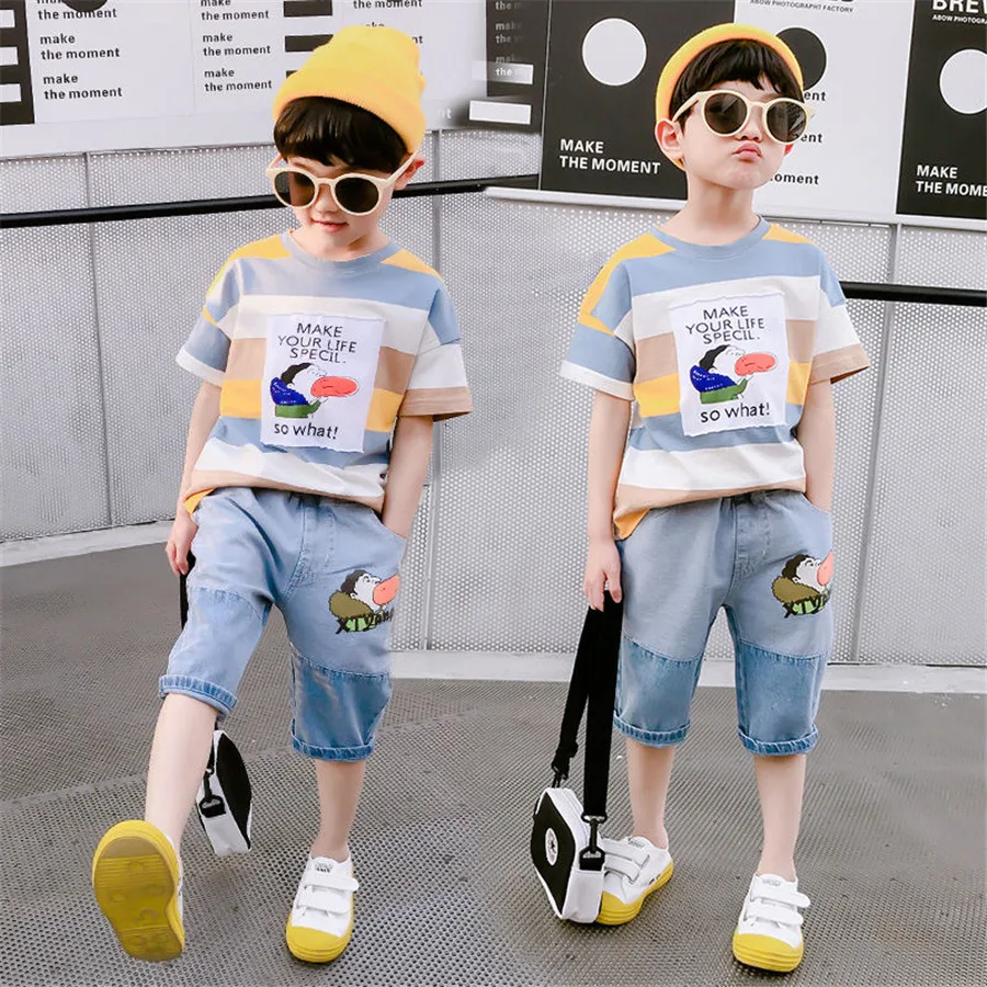 Детская одежда 2020 Лето Одежда для мальчиков подростков комплект одежды девочек