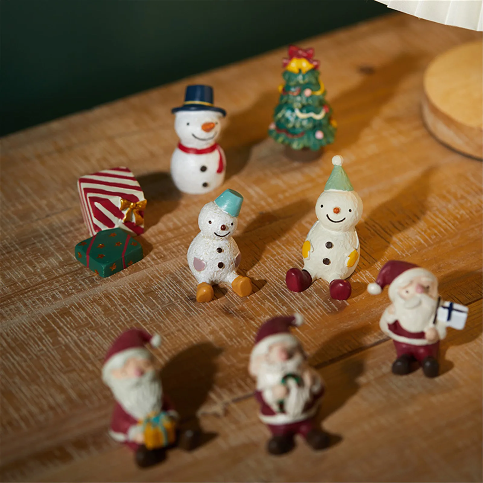 

Дед Мороз, снеговик, рождественская елка, маленькие украшения, миниатюры, настольные украшения, сказочные миниатюрные Ландшафтные фигурки ...