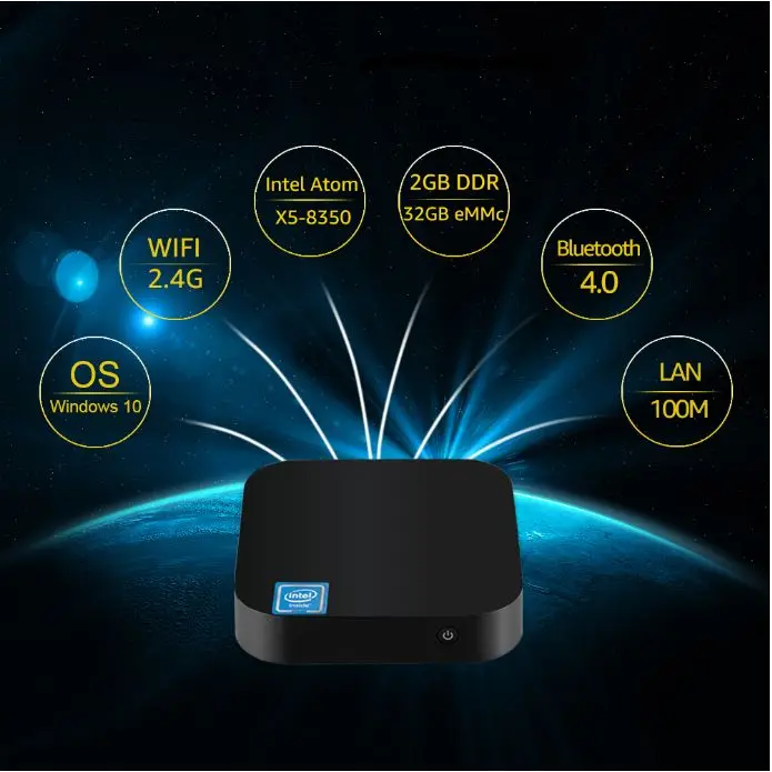 Мини-ПК Windows 10 Intel Z8350 четырехъядерный процессор 2 Гб 32 ГБ двойной Wi-Fi BT4.2 Wintel W8 Pro |
