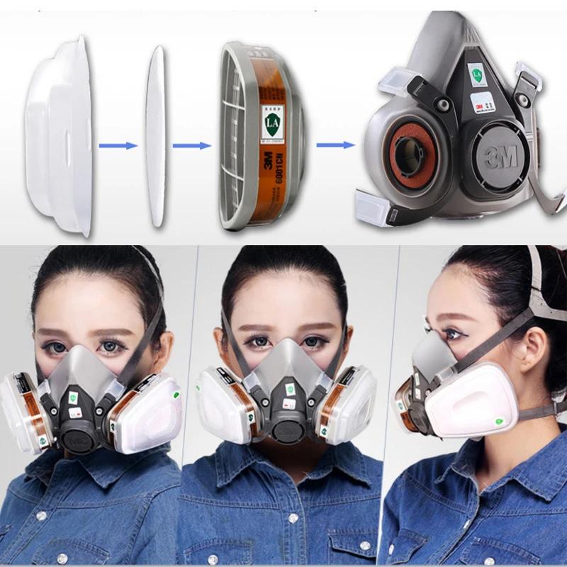 1PCS 6200 Mask or 9in1 Half Facepiece Gas Respirator With 6001/2091 Filter Fit Painting Spraying Dust Proof | Безопасность и