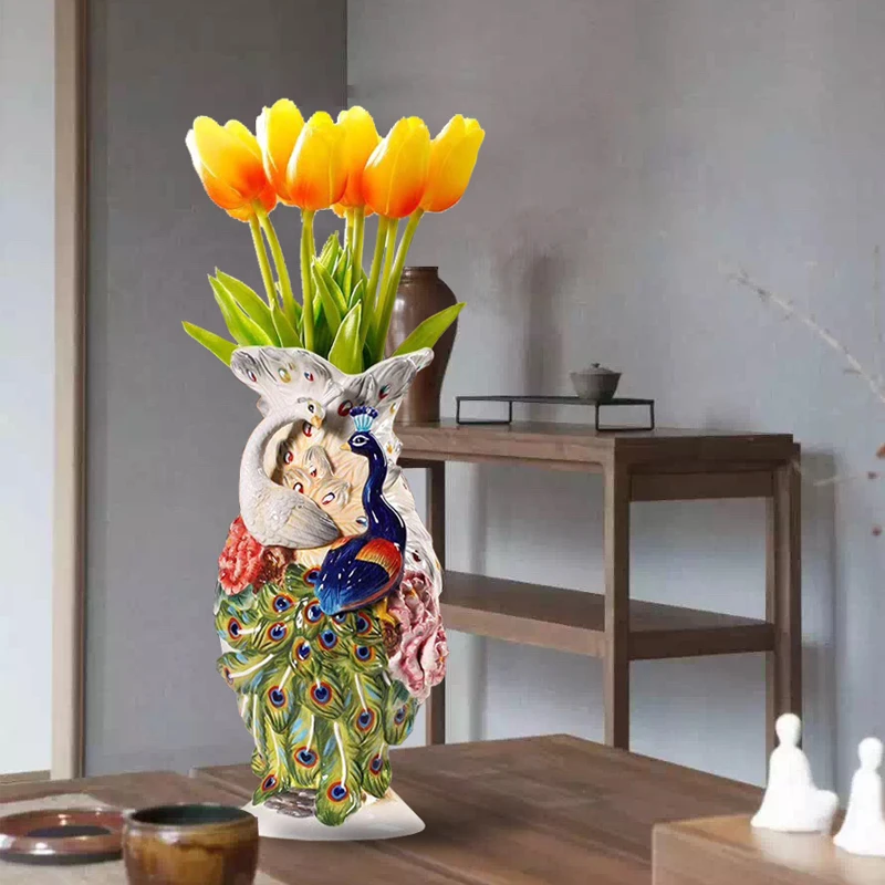 

Европейский стиль тиснение павлинов вазы керамическая гидропонная ваза для дома цветочная розетка украшение цветочный горшок аксессуары ...