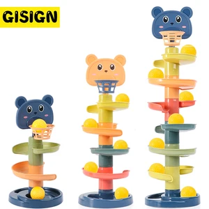 children early education toy rolling ball pile tower educational montessori toy rotating track educational baby toys toddler toy free global shipping