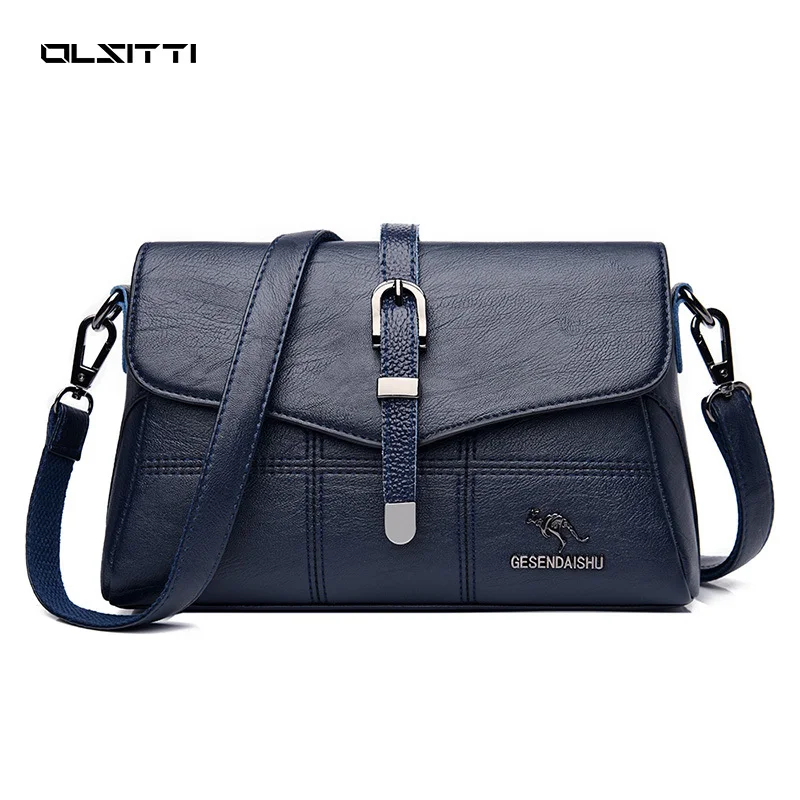 

Solid Color High Quality Pu Leather Flip Shoulder Bags for Women 2021 New Luxury Handbag Fashion Crossbody Bags Sac Epaule