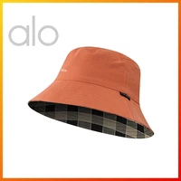 alo yoga new female fisherman hat summer fashion grid pattern outdoor sunscreen double sided sun hat fedora hat beach hat