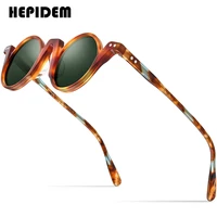 hepidem acetate polarized sunglasses men 2022 new retro vintage round sun glasses for women shades 9183t