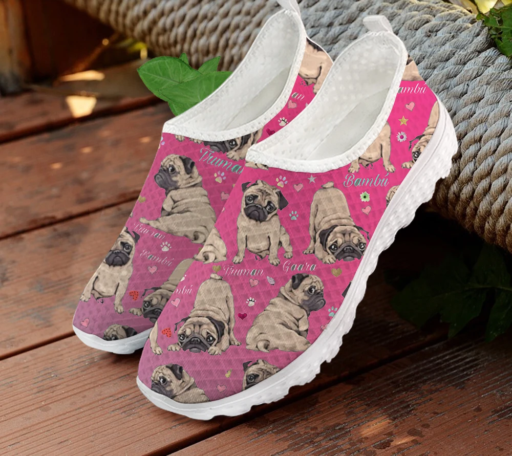 

ELVISWORDS Pink Gradient Style Women Flats Shoes Casual Sneakers Summer Autumn Ladies Air Mesh Comfortable Walking Shoes Woman