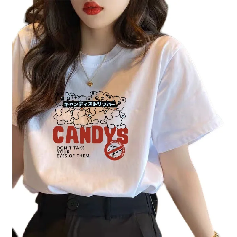 

Women's T-Shirt 2021 Letter Loose O-Neck Tops Women Top Tees Oversized Womens Clothes Mujer Camisetas Graphic T Shirts