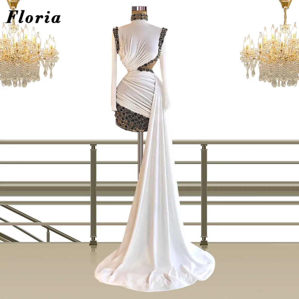 

Floria Sexy Beaded Evening Dresses Long Luxury 2022 Robes De Soiree Long Sleeves Couture Prom Wear Party Women Celebrity Dress