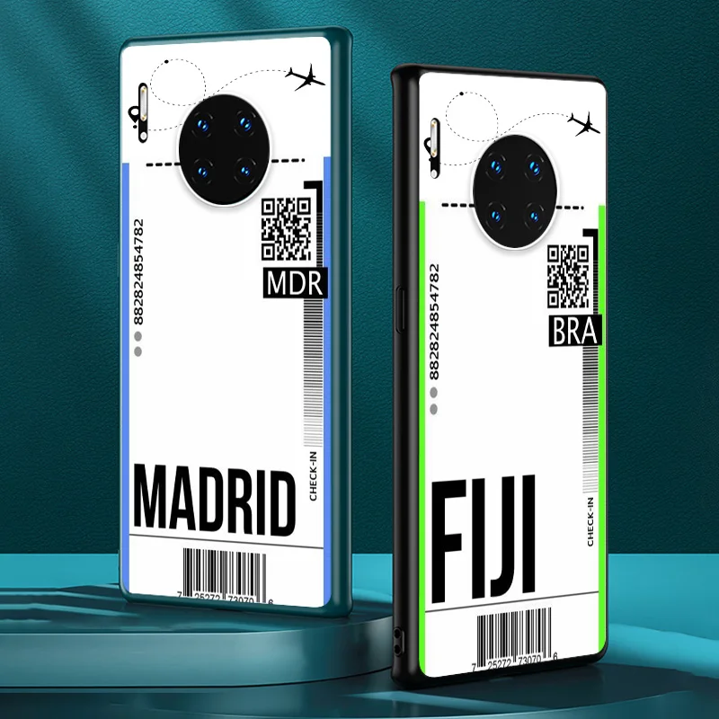 

First Class Plane Ticket for Huawei Mate 40 RS 30 20 X 10 P Smart Z S Lite Pro Plus 2021 2020 2019 2018 Black Phone Case