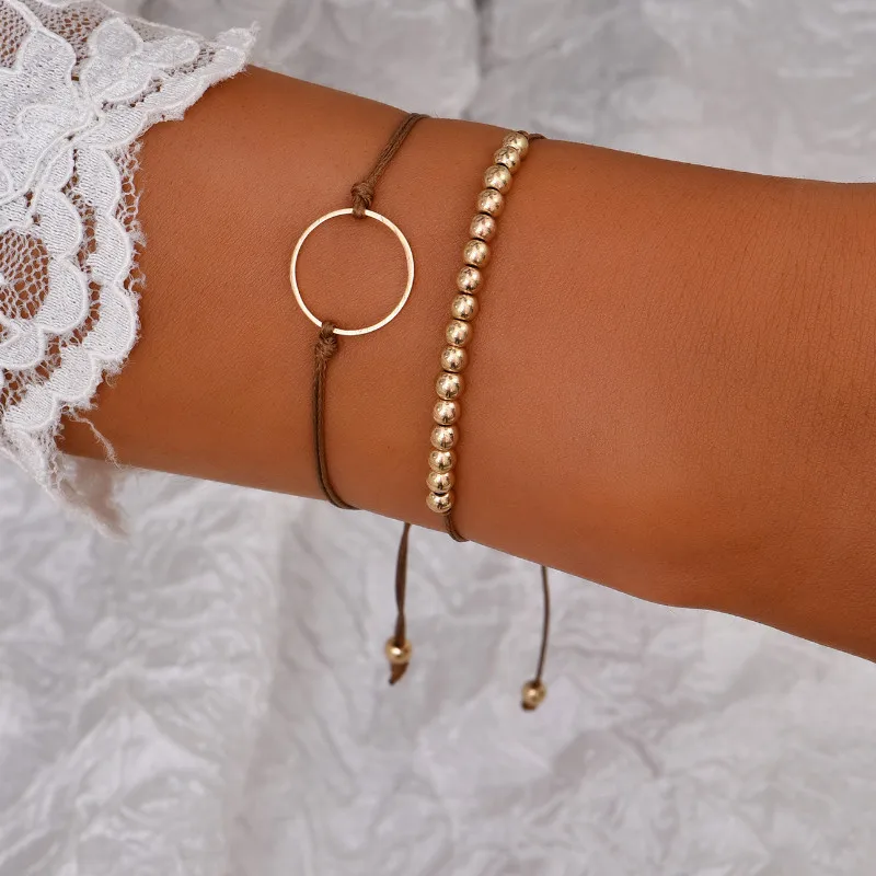 

Vintage Jewelry Geometric Round Bead Chain Bracelets for Women Bangles Gift