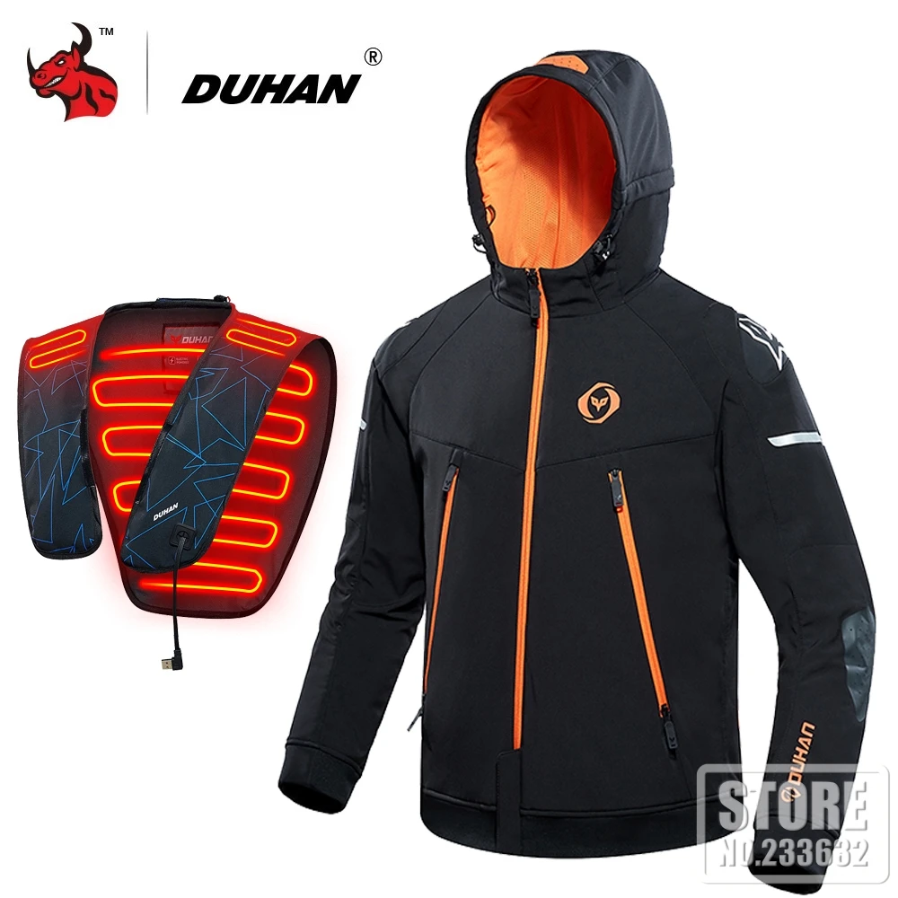 

Winter Motorcycle Jacket Men Hooded Moto Jacket Winter USB Infrared Heating Jacket Moto Electric Thermal Motorbike Riding Jacket
