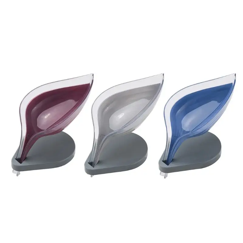 

Leaf Shape Suction Drain Soap Box Sucker Dish Anti Slip Rack Tray Bathroom Tool