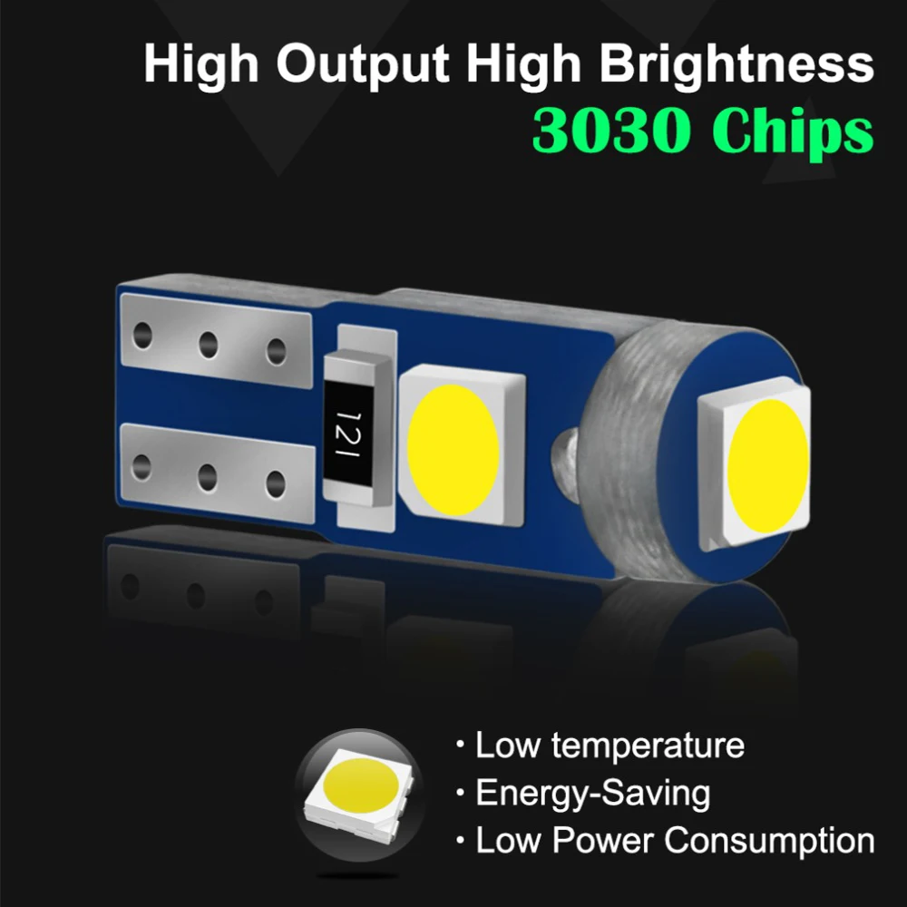 10 шт. T5 светодиодные лампы W3W W1.2W Led Canbus автомобильные интерьерные огни приборная