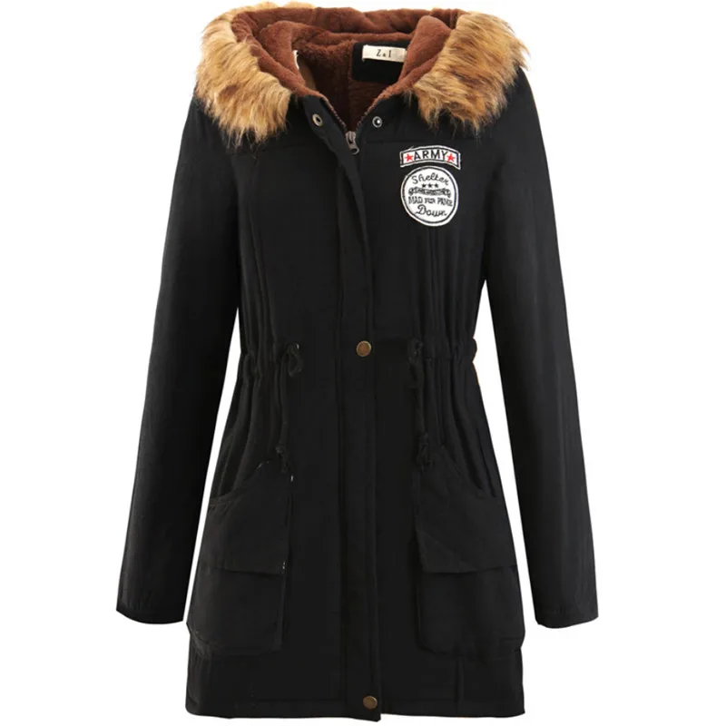 

2021 Winter Military Coats Women Warm Hooded Jacket Medium-Long Casual Parka Thickness Quilt Snow Outwear Plus Size 3XL