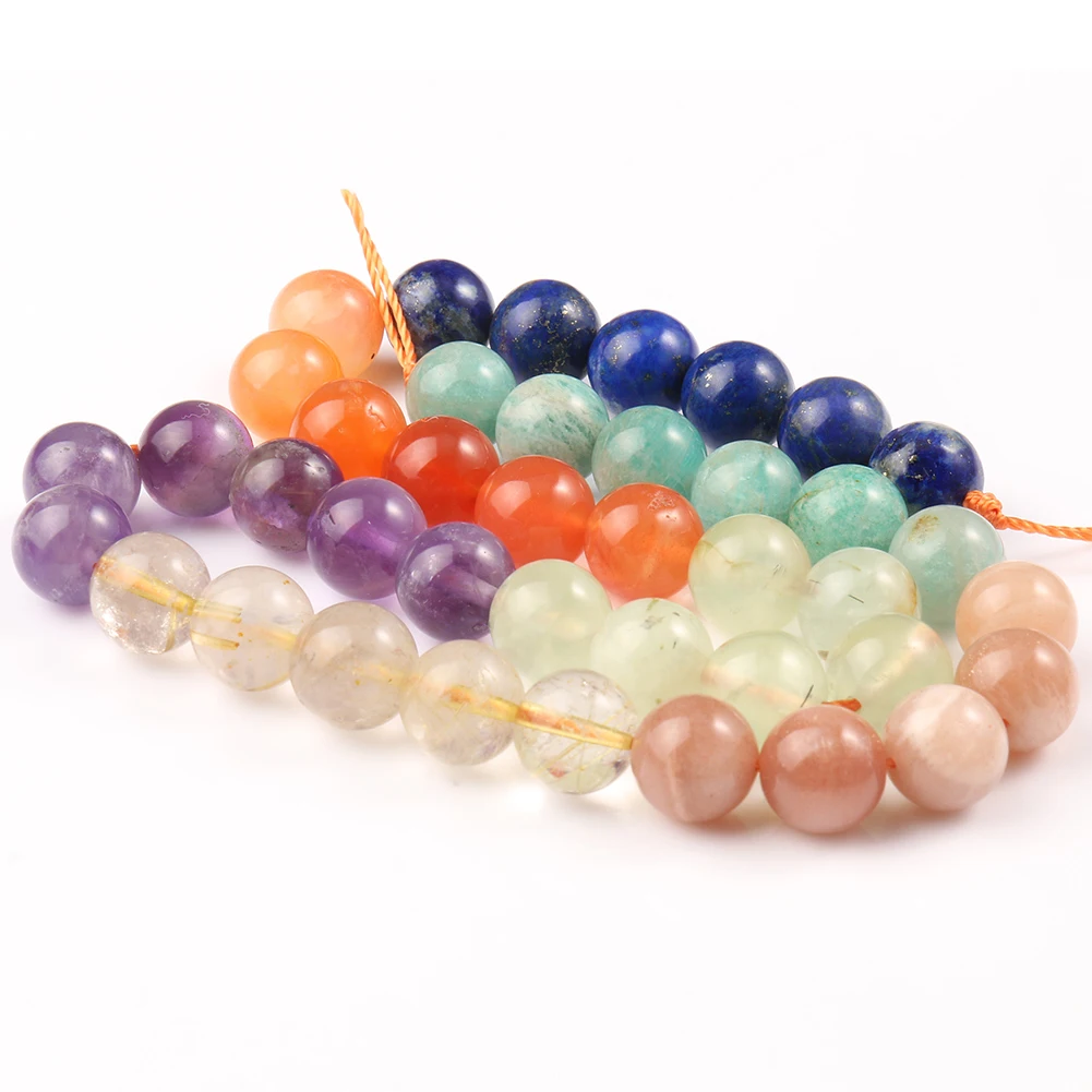 

Natural Mixed 7 Chakra Beads Round Loose Stone Beads for Jewelry Making DIY Yoga Bracelet Healing Reiki Energy Jewelry 15''