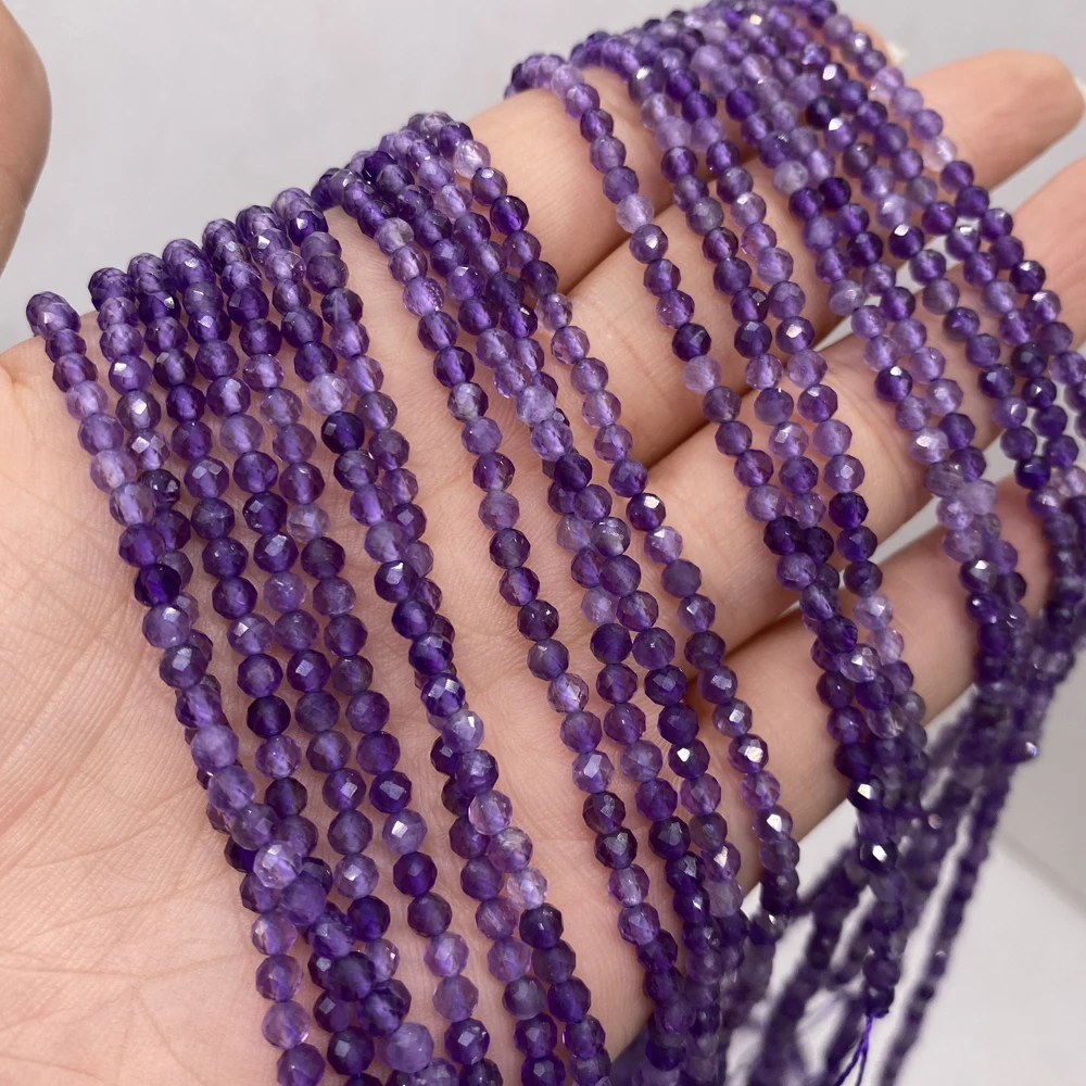 

Amethyst Natural Reiki Heal Crystal Semi-precious Beaded Stone Spacer Loose Beads for Jewelry Making DIY Necklace Bracelet 36cm