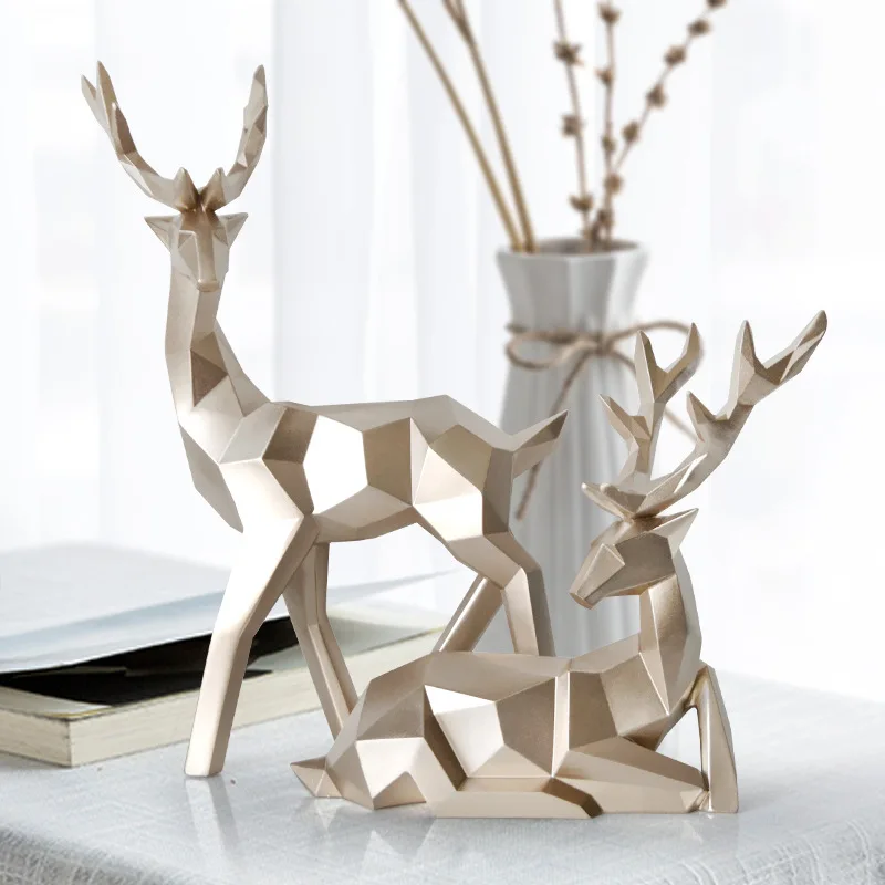 

Modern Minimalist Two Deer Animal Ornaments Luxury Resin Living Room Cabinet Wine Porch Desktop Home Decorations