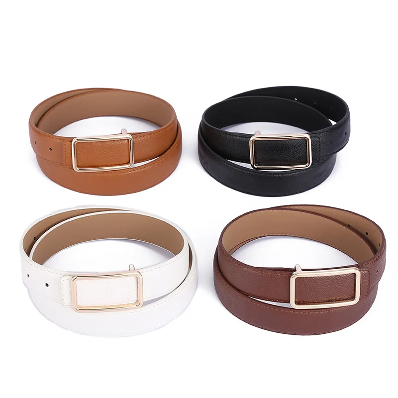 

Women's Classic All-match Leather Square Buckle Single Loop Belt Fashion Jeans Evening Dress Belt
