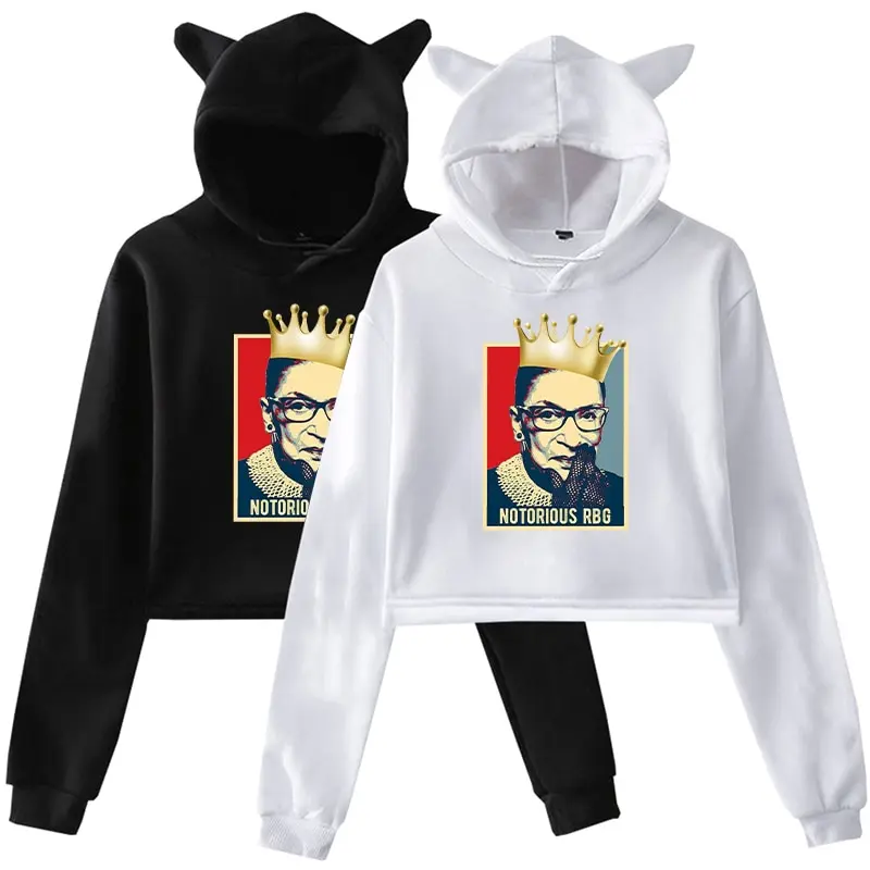 

2020 New Hot style Ruth Bader Ginsburg Print Letter Long Sleeve Ear Sweatshirt