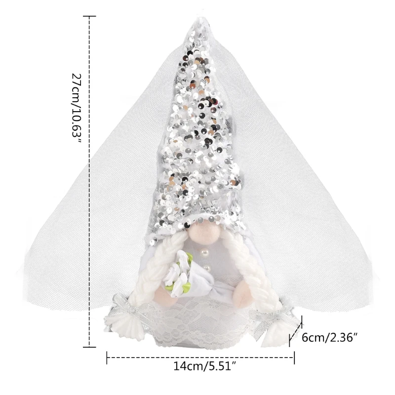 

Rudolph Bridegroom/Bride Dwarf Doll Romantic Wedding Gnome Decorations Holiday Table Standing Gnome Doll Elf Nordic Figurine