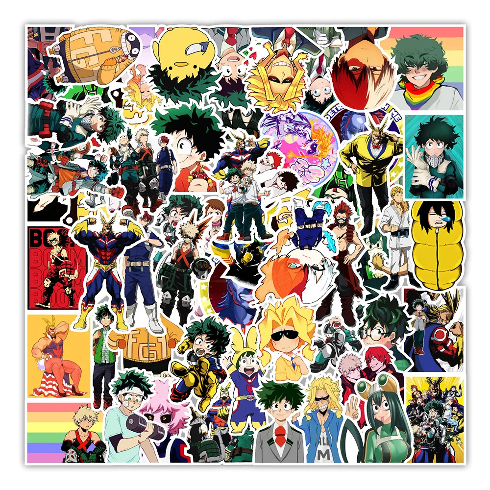 Pegatina de My Hero Academia para ordenador, pegatina impermeable de copa de agua para tel&eacute;fono, 10/30/50 Uds., venta al por mayor-2