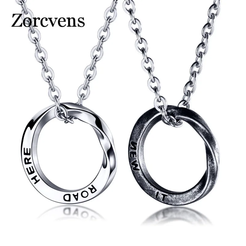 

Новинка 2022, модное черно-серебристое круглое ожерелье с кулоном из нержавеющей стали, кулон Mobius для Мужчин, Ювелирные изделия, подарки