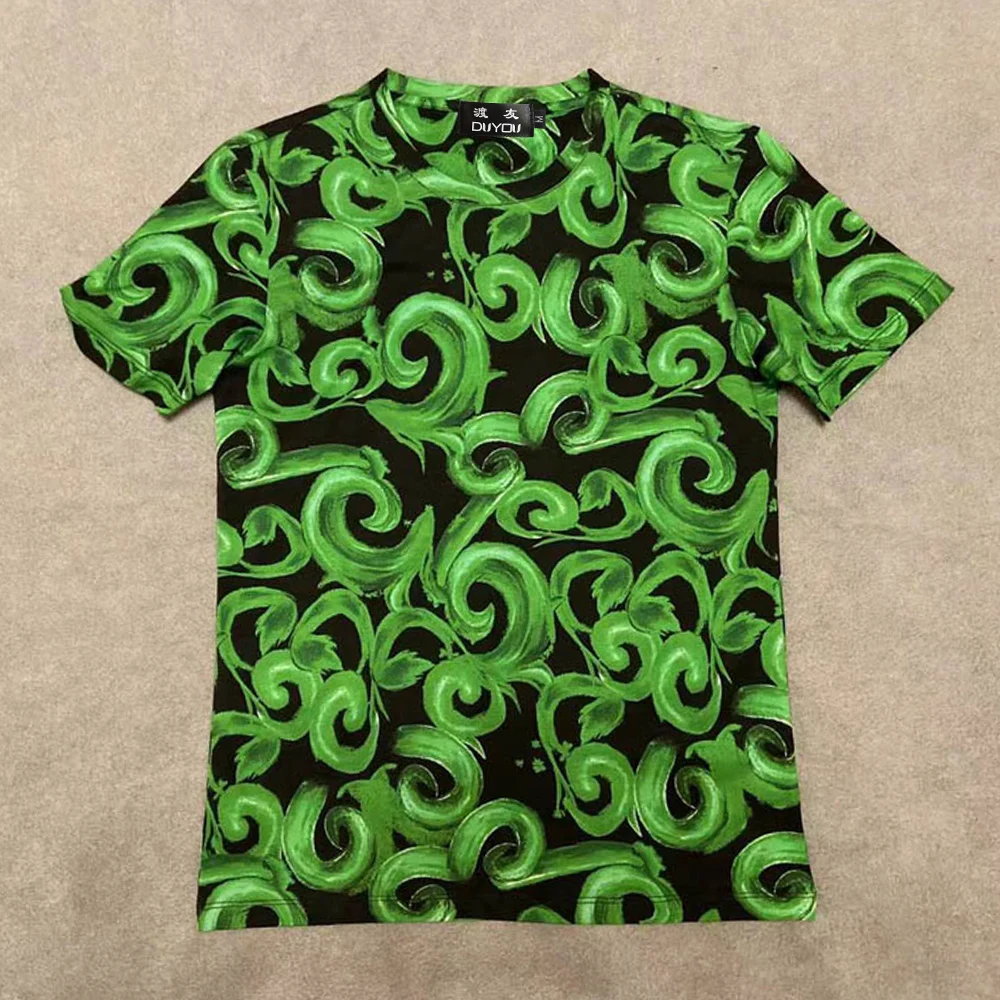 Футболка DUYOU мужская с принтом растений тенниска из хлопка короткими рукавами