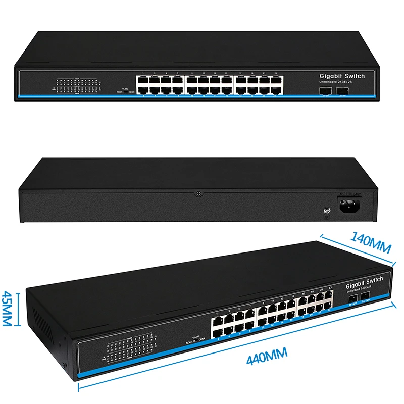 16 Port 24 port RJ45 Gigabit Ethernet switch lan ethernet with 2 gigabit SFP for ip camera AP wireless | Компьютеры и офис