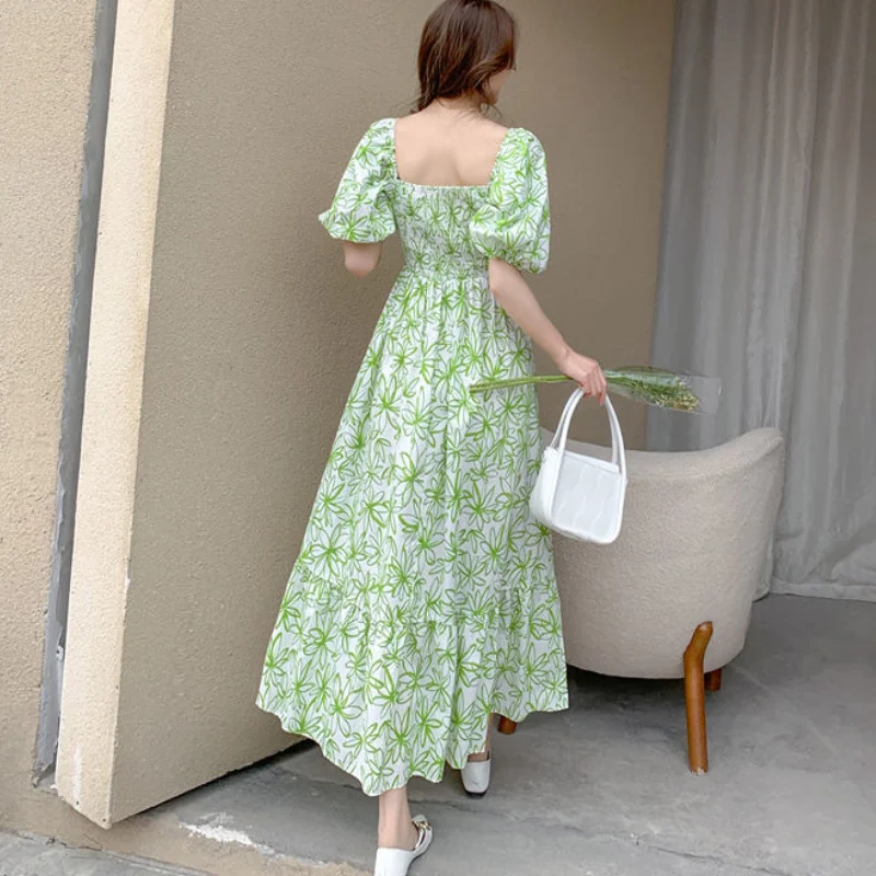 

Summer Vintage Floral Sweet Dress Women Patchwork Princess Elegant Midi Dress Female Korean High Waist Fairy Boho Dress 2021