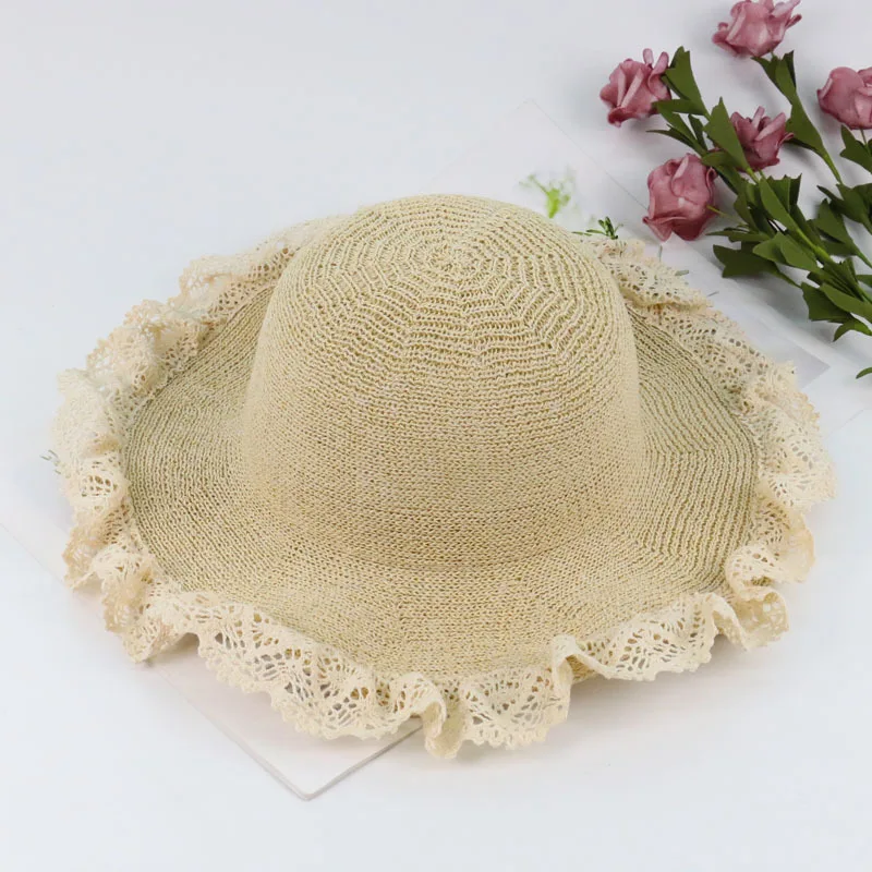 

Fashion Cute Lace Travel Casual Sun Hat Summer Seaside Sunbonnet Sun Protection Holiday Beach Hat Outdoor Visor Caps For Women