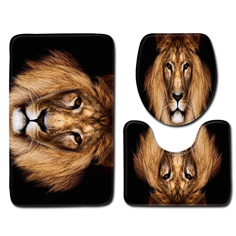 

Lion 3 Pcs Set Colorful Bathroom Rugs 3D Effect Floor Mats Home Toilet Carpet Seat Mat Toilet Seat Mat Anti Slip Wc Mat BB50