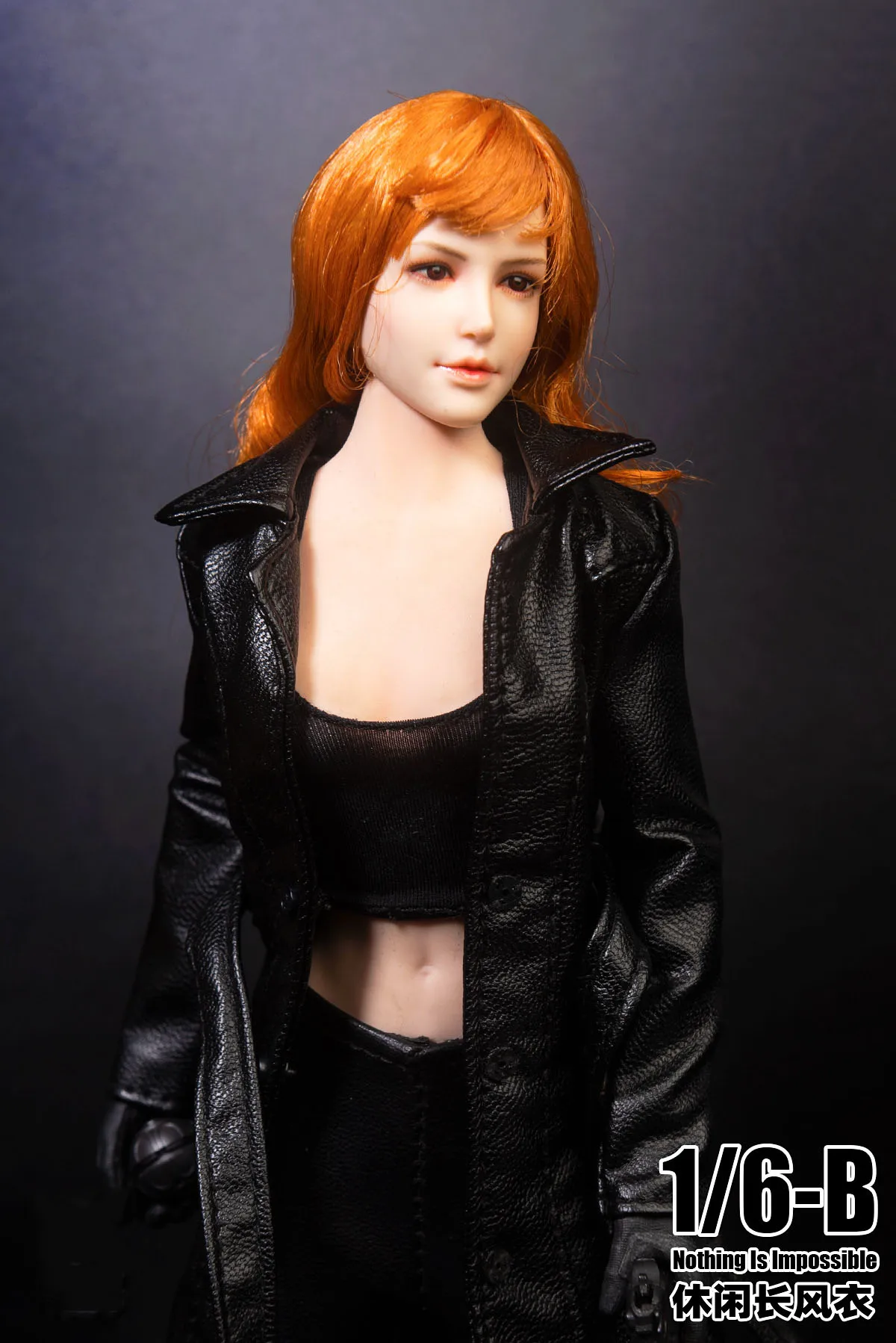 

1/6 Scale Sexy Girl Long Leather Coat Clothes Set for 12" Action Figure Toys Collectible Female Doll Body Model Large Bust Wrap