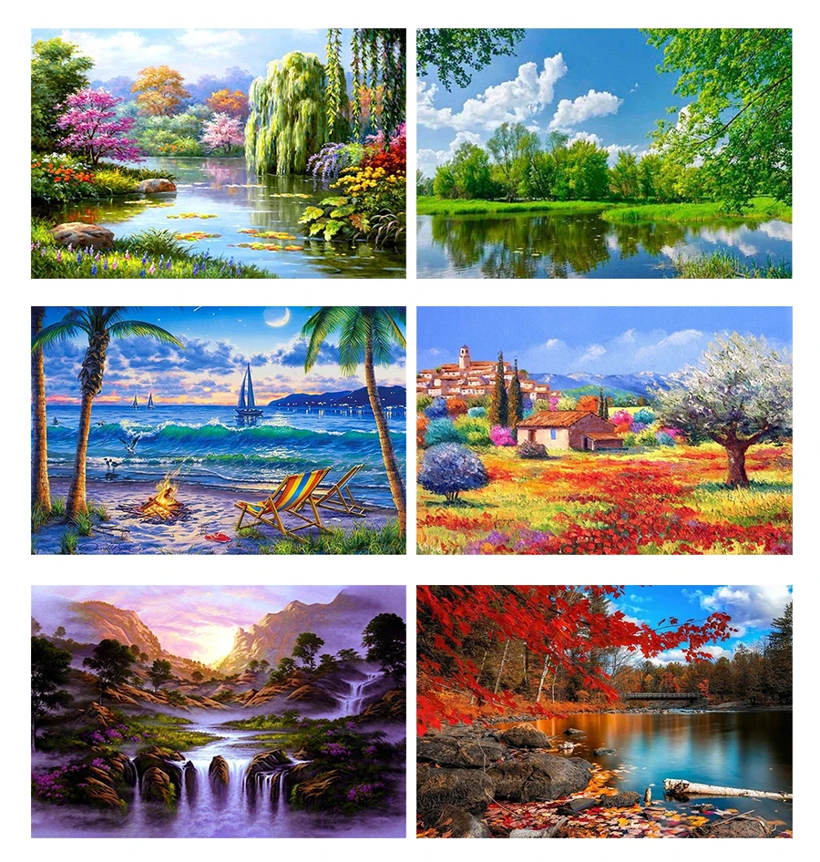Zooya Diamond Painting Nature Full Square Landscape Mosaic Tree Needlework Embroidery Scenery Handmade Gift Jq68 | Дом и сад