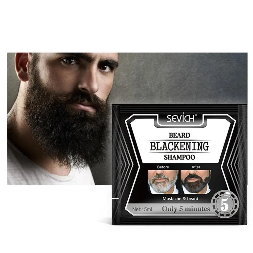 

5Mins Blackening Beard Shampoo Dye Beard Into Black Beard Herb Coloring Blackening 15ml Natural Removal Faster Grey K1D8