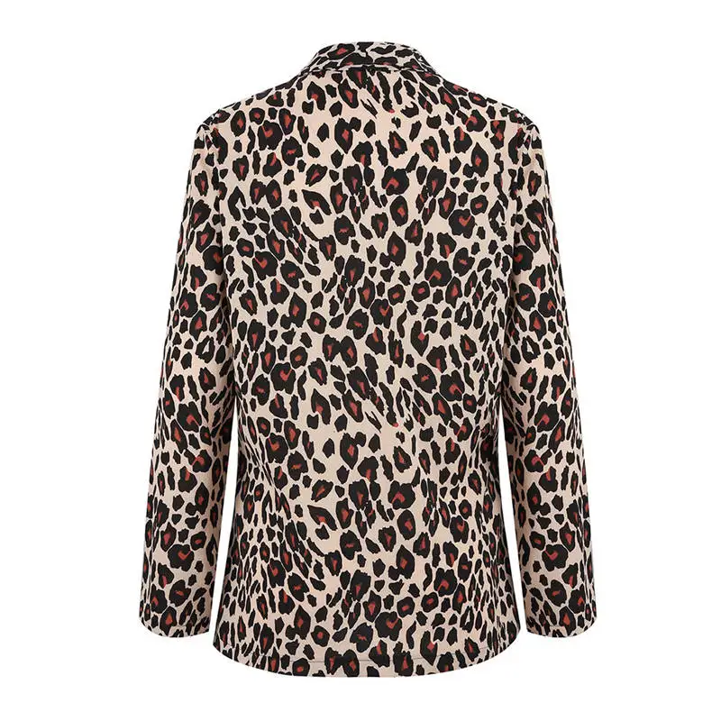 

Fashion Autumn Long Sleeve Leopard Jacket Casual Thin Coat for Women