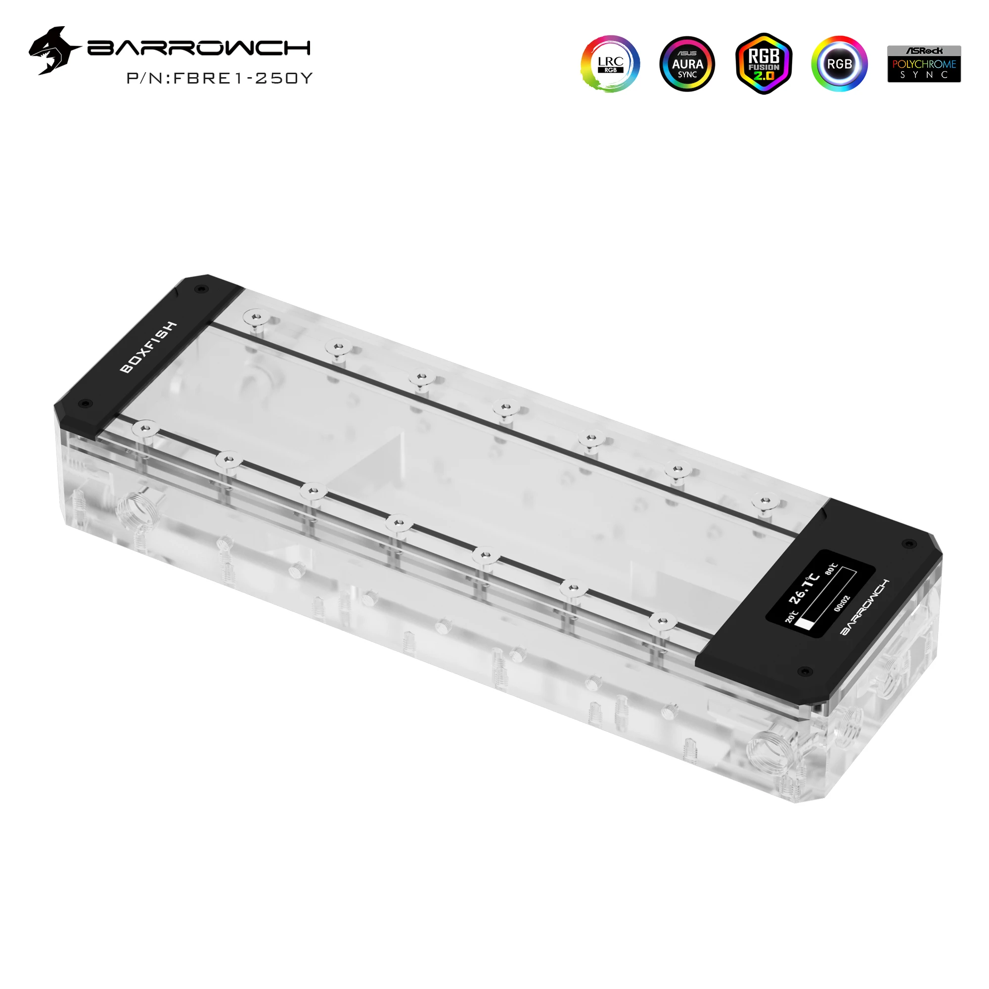 Акриловый квадратный резервуар Barrowch Box Fish серии + цифровой термометр с OLED