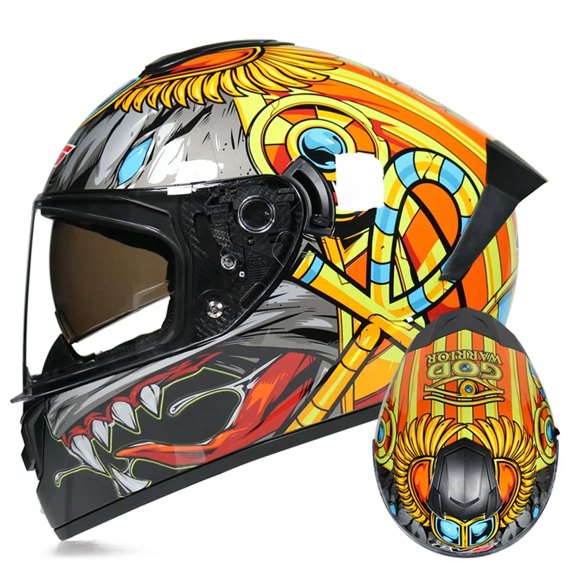 

Motorcycle Helmet Racing Capacete for Men/women Double Lens Cascos Full Face Anticollision Waterproof White Orangutan Pattern