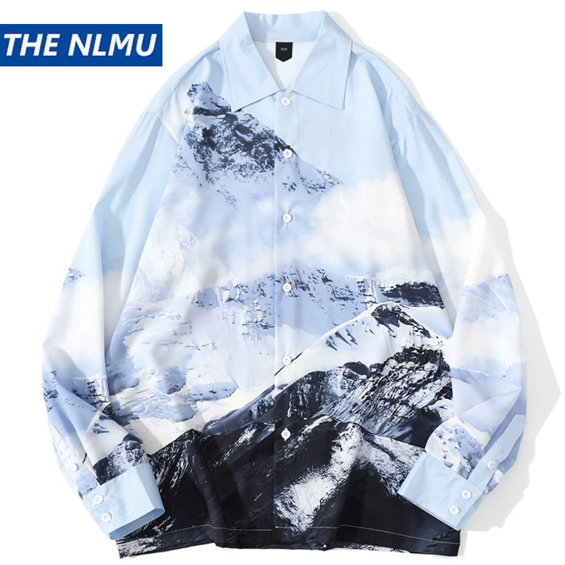 

Mountain Flowers Landscape Print Long Sleeve Hawaiian Beach Shirts Streetwear Mens Harajuku Casual Blouse Shirt Tops WY322