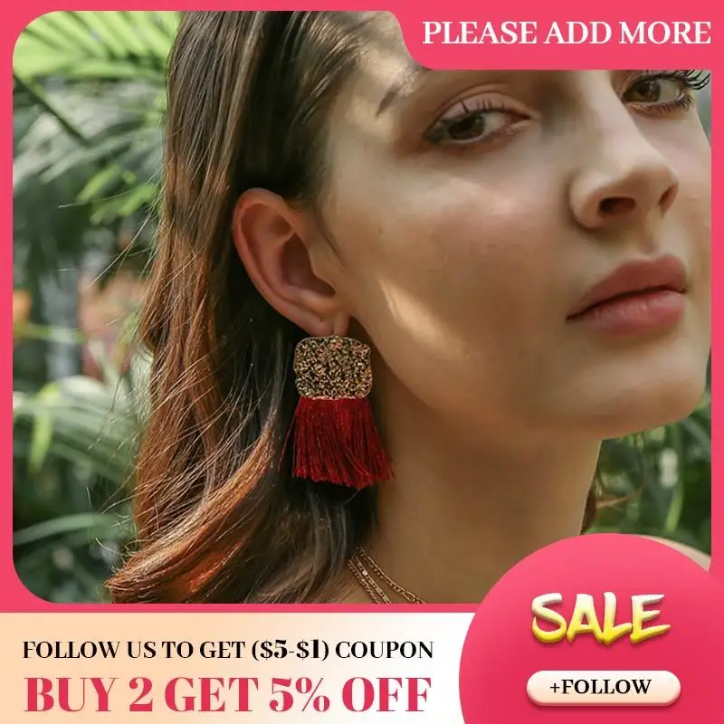 JOUVAL новые женские богемные эффектные серьги с кисточками и бахромой квадратные