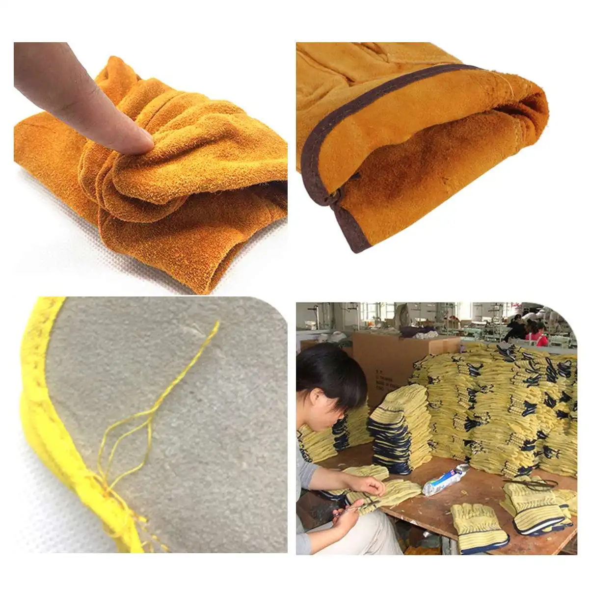 

2pcs Work gloves Cow Leather Welder Gloves Anti-Heat Work Safety Gloves For Welding Metal protective gloves