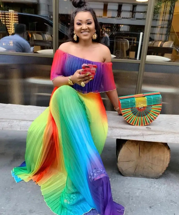 Платье с длинным рукавом в африканском стиле эластичная ткань модным принтом