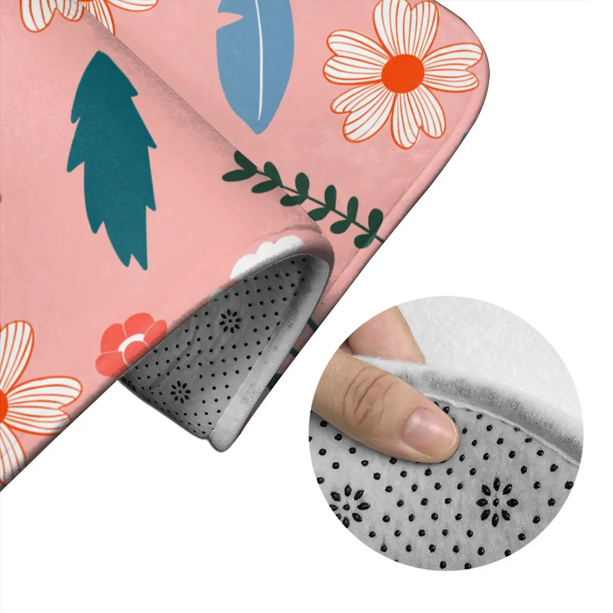 Flowers Bath Mat flowers Modern Polyester 3 Piece Bathroom Set Door Soft Rug | Дом и сад