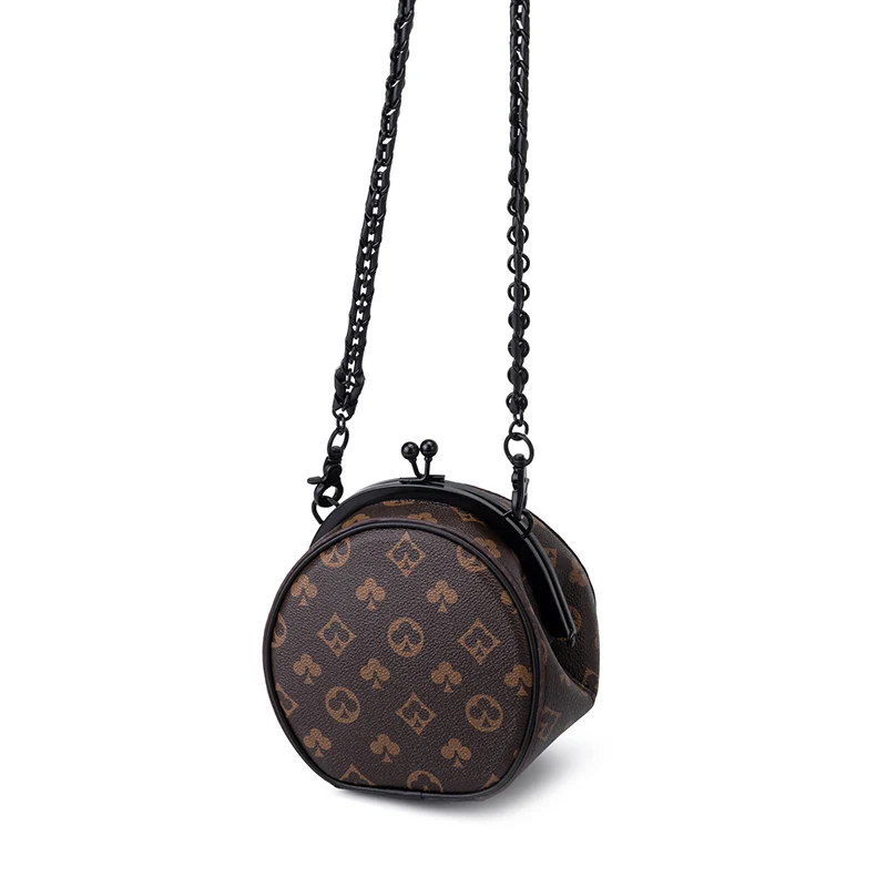 Маленькие круглые женские сумки с винтажным принтом 2020 Классические на плечо