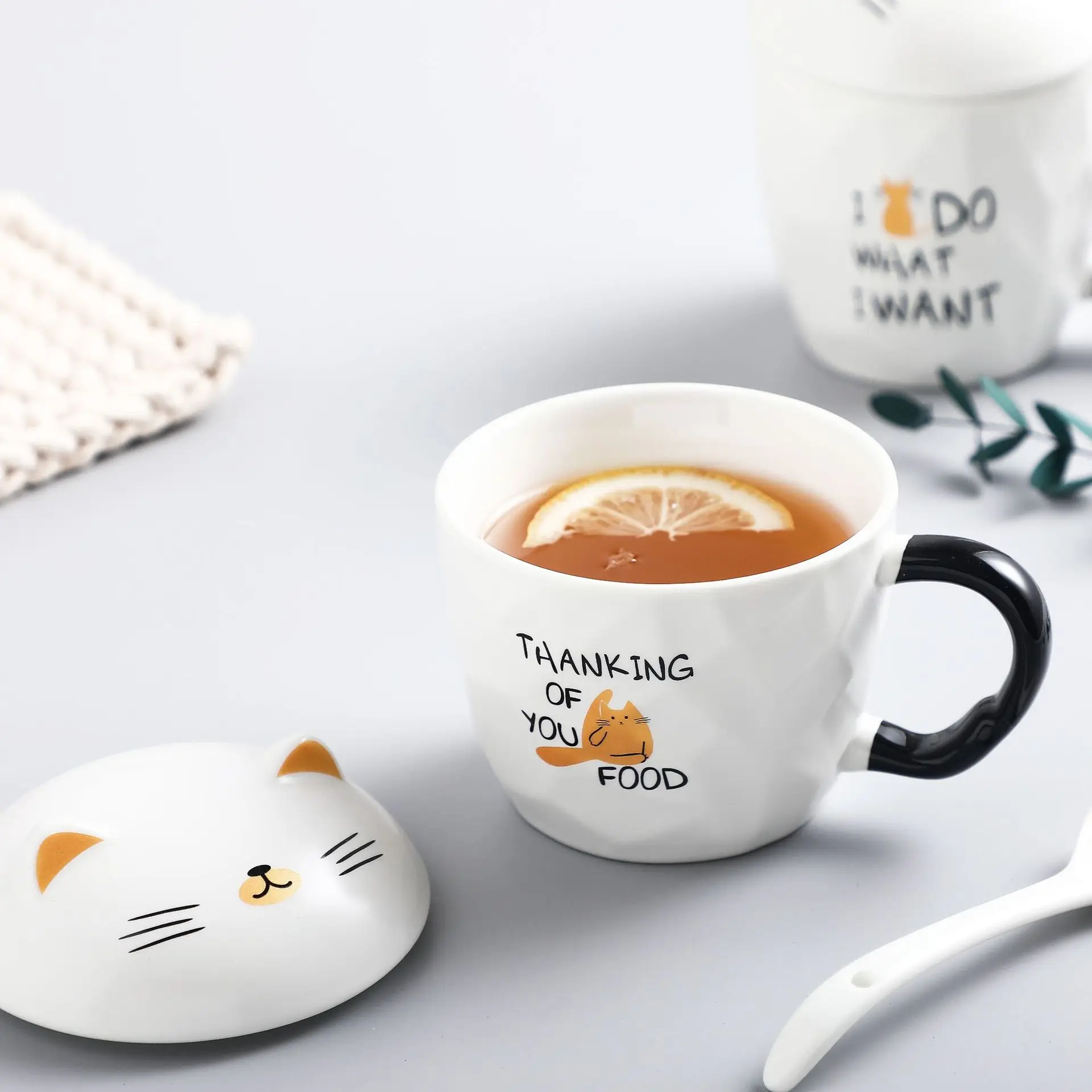 Кофейные кружки с милым мультяшным котом керамические термостойкие креативные