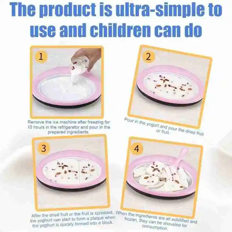 Rolled Ice Cream Maker - Instant Pan with 2 Spatulas Round Sweet Spot for Kids | Бытовая техника